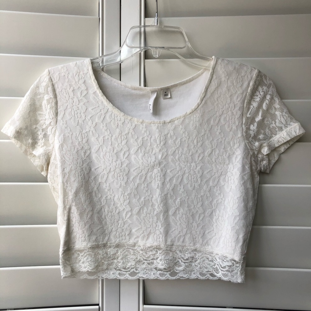Frenchi White Lace Crop Top
